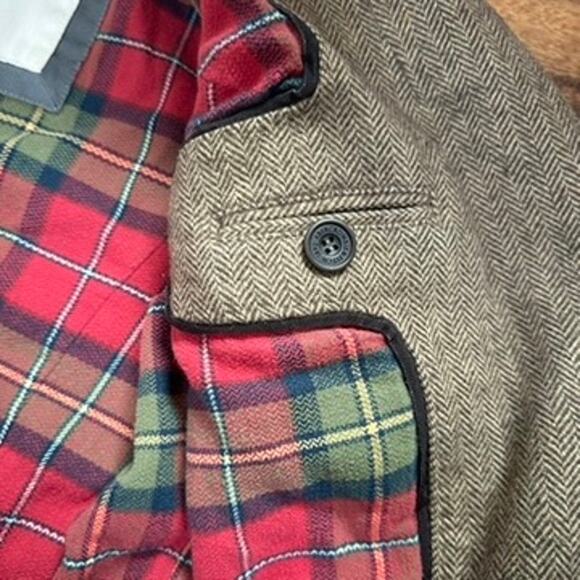 ABERCROMBIE & FITCH Brown Tweed Wool Cropped Fitted Blazer XS Dark Academia - Picture 9 of 12